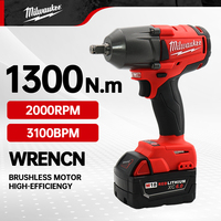 Milwaukee Impact Wrench 18V Battery 1300N.M Large Torque Cordless Brushless Electric Impact Wrench Car Truck Repair Power Tools