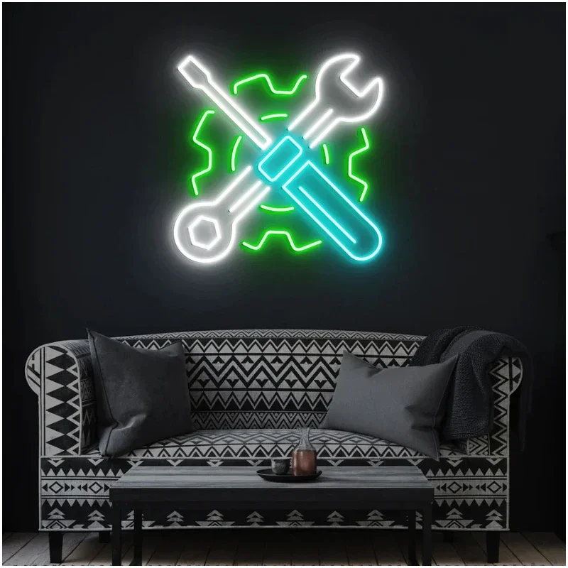 Maintenance Service Neon Signs Cell Phone Car Repair Neon Sign Light Suitable for Car Assembly Shop Decoration Night Light Decor