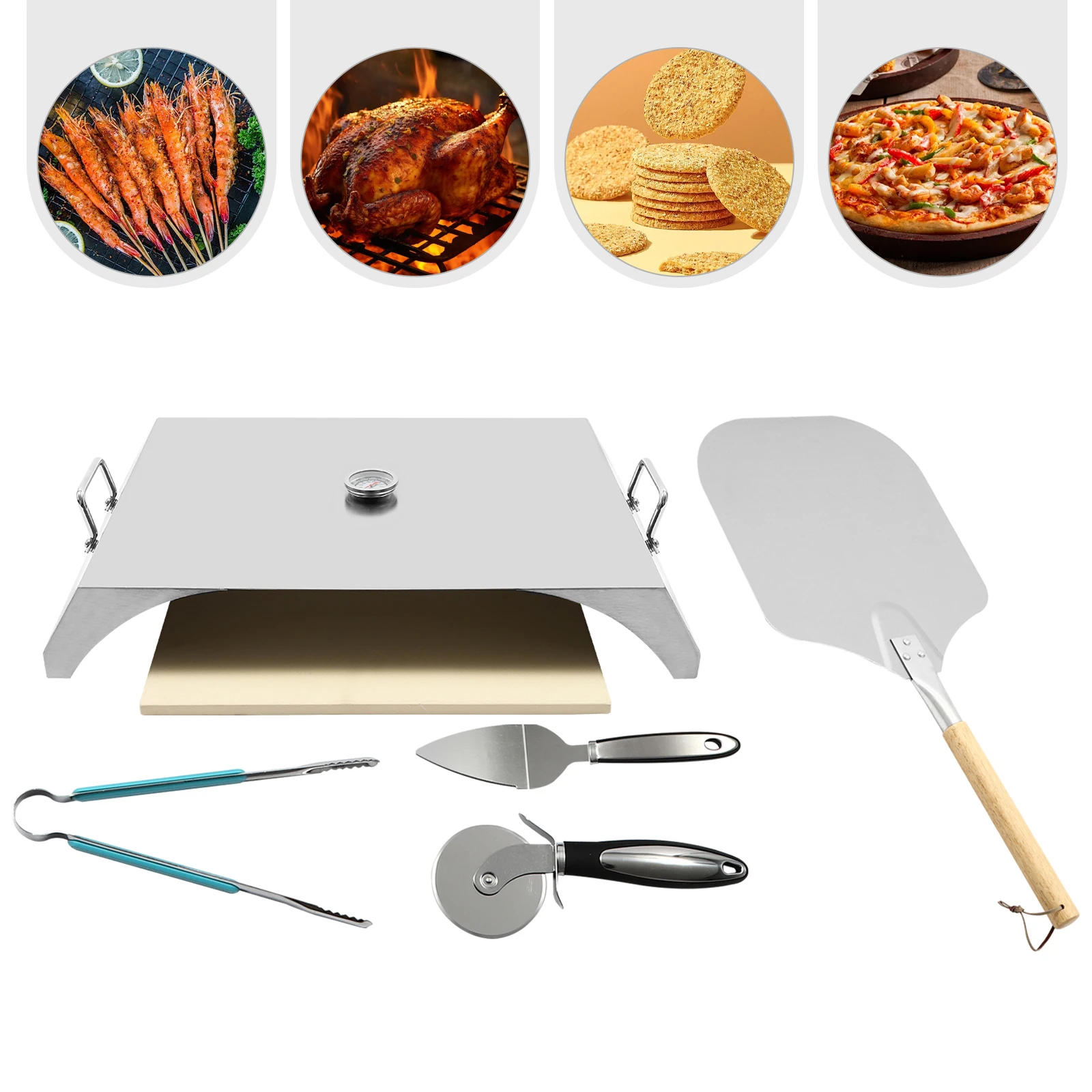 

12 Inch Outdoor Pizza Oven with Baking Stone Portable Design for Wood Fire & Grill,Create Gourmet Pizza Anywhere with Ease