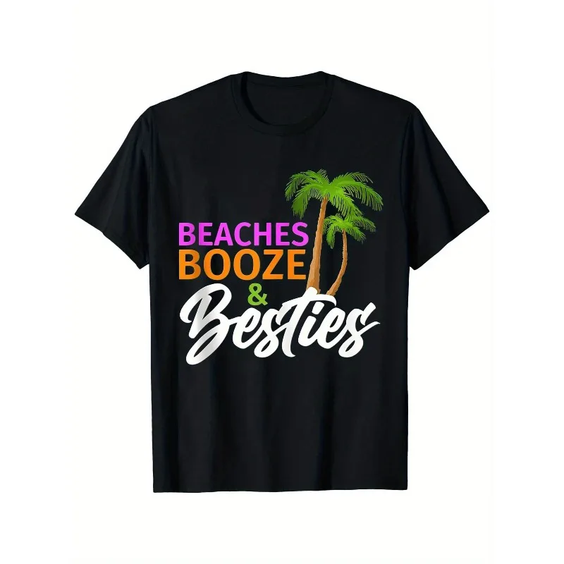 

Womens Beaches Booze& Besties Summer Beach Vacation T Shirt