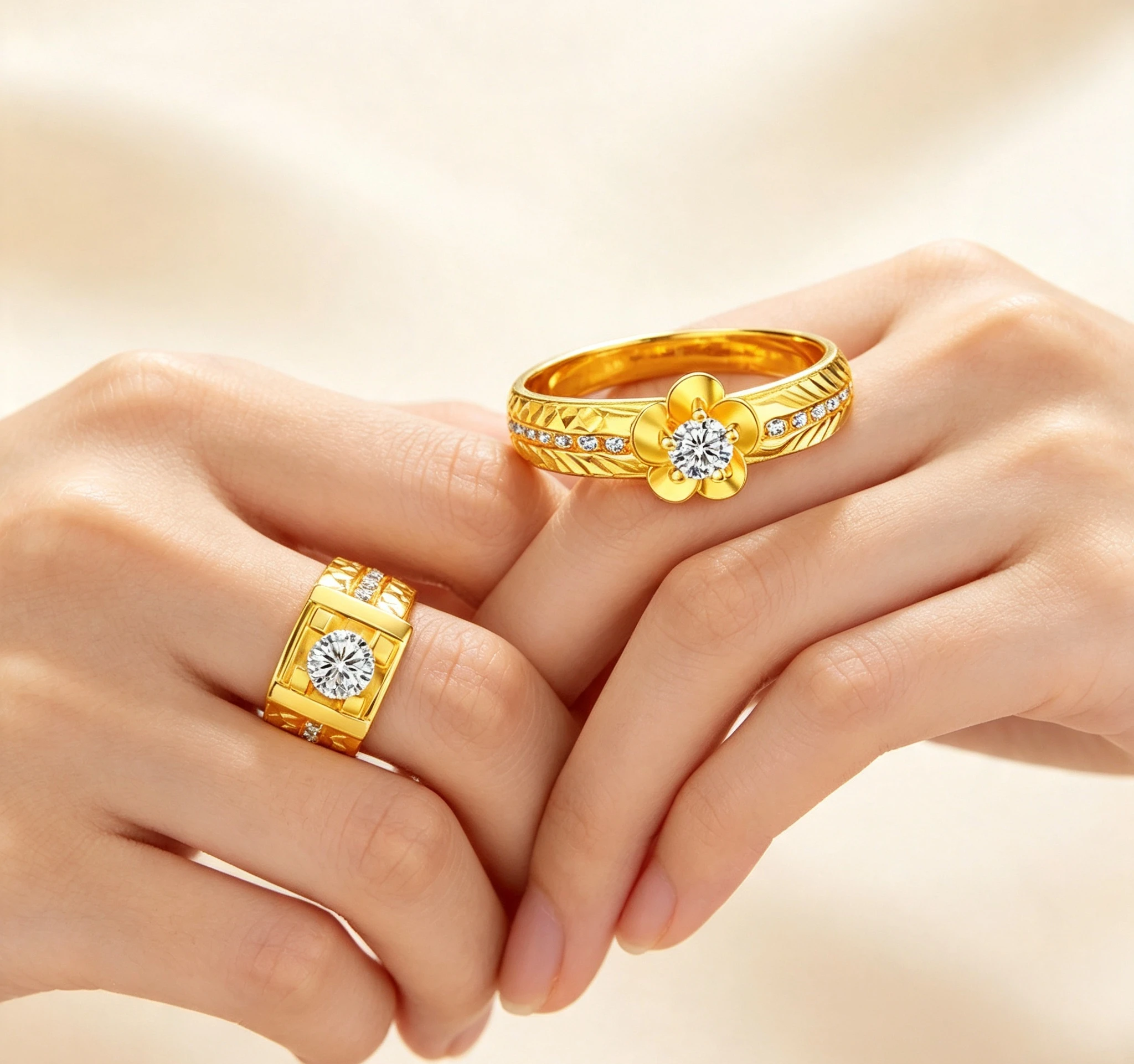 Real Gold Couple Ring Vietnam Shajin Wedding First Accessories  Giving gift for a friend