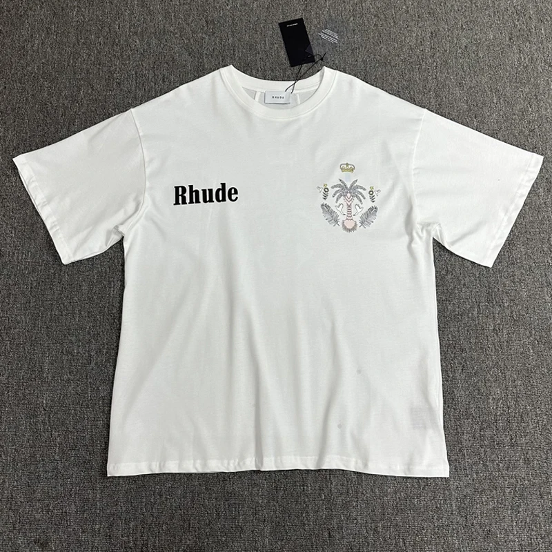 High Quality Rhude Short Sleeve Summer Men Women Casual Letter Print T-shirt Send Out in One Day
