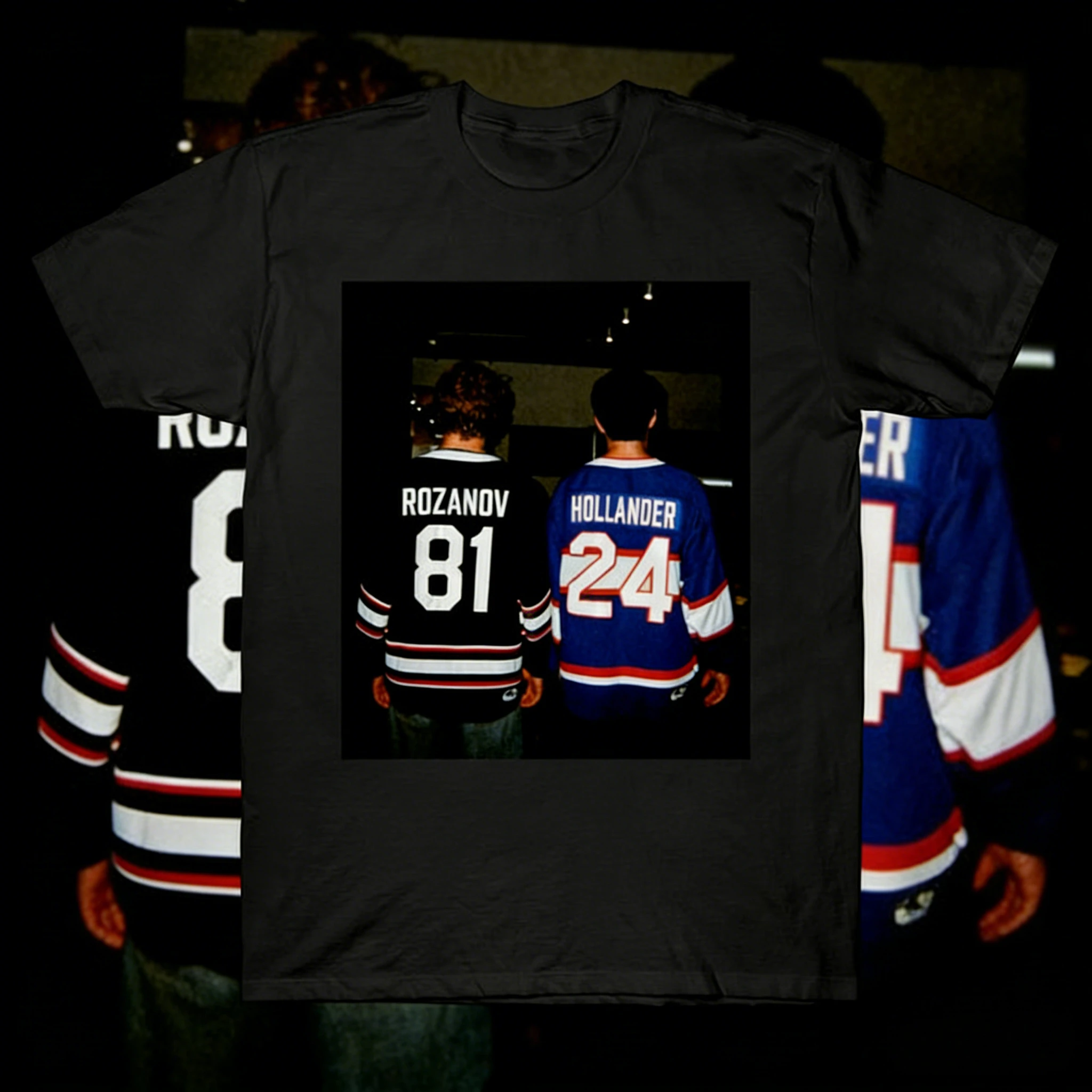 Camisa de algodón rivalry calentada para hombre, verano Shane Hollander & Ilya Rozanov, hockey sobre hielo 24 y 81, ropa de calle de manga corta para mujer