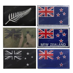 New Zealand Flag Embroidered Patches Silver Fern Kiwi IR Reflective PVC Rubber Flag Patch For Bags Backpack Clothing Cap