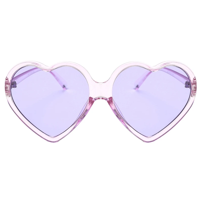 2X 90S Vintage Glasses Fashion Large Women Oversized Heart Shaped Retro Sunglasses Cute Love Eyewear(Pink&Purple)