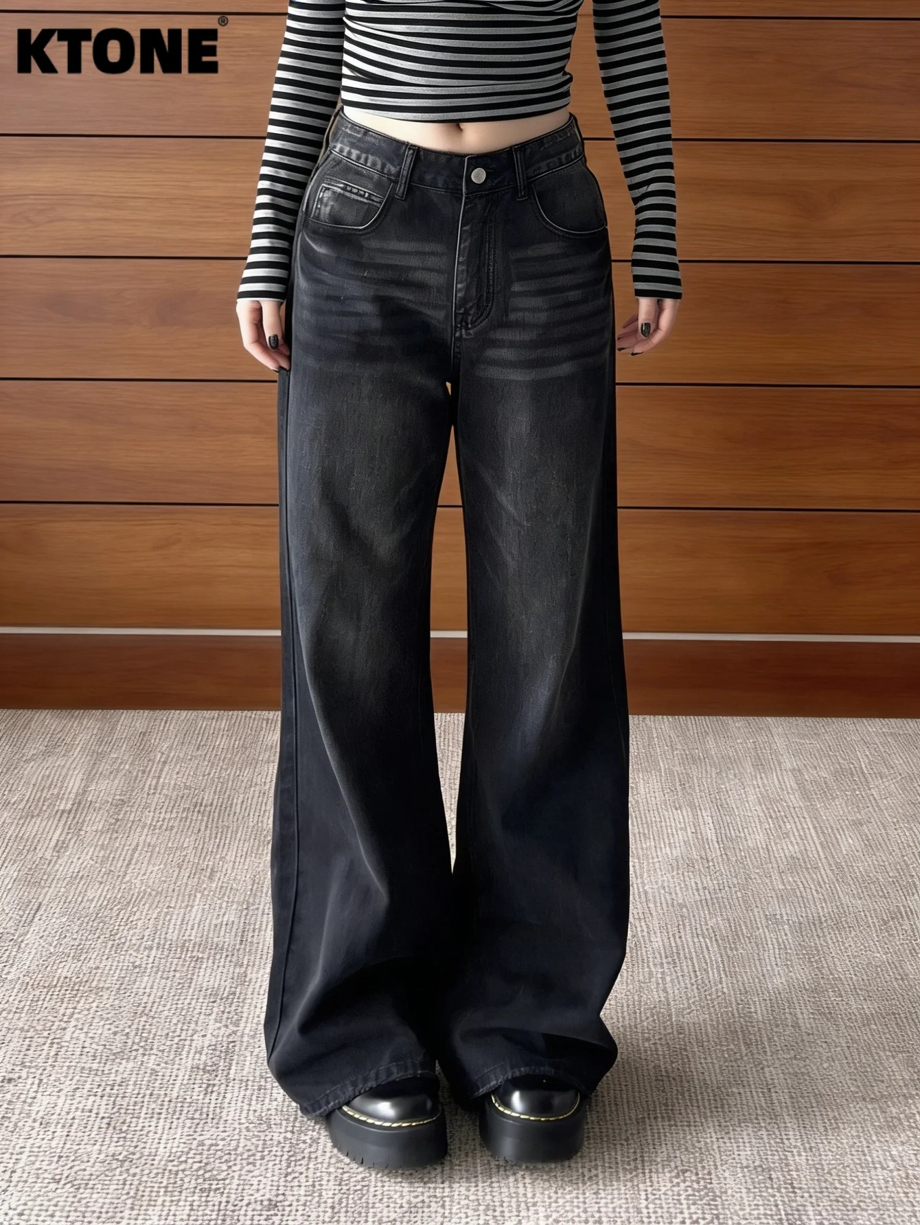 

Мужские свободные черные джинсы оригинального дизайна, повседневные брюки без аксессуаров или ремней.