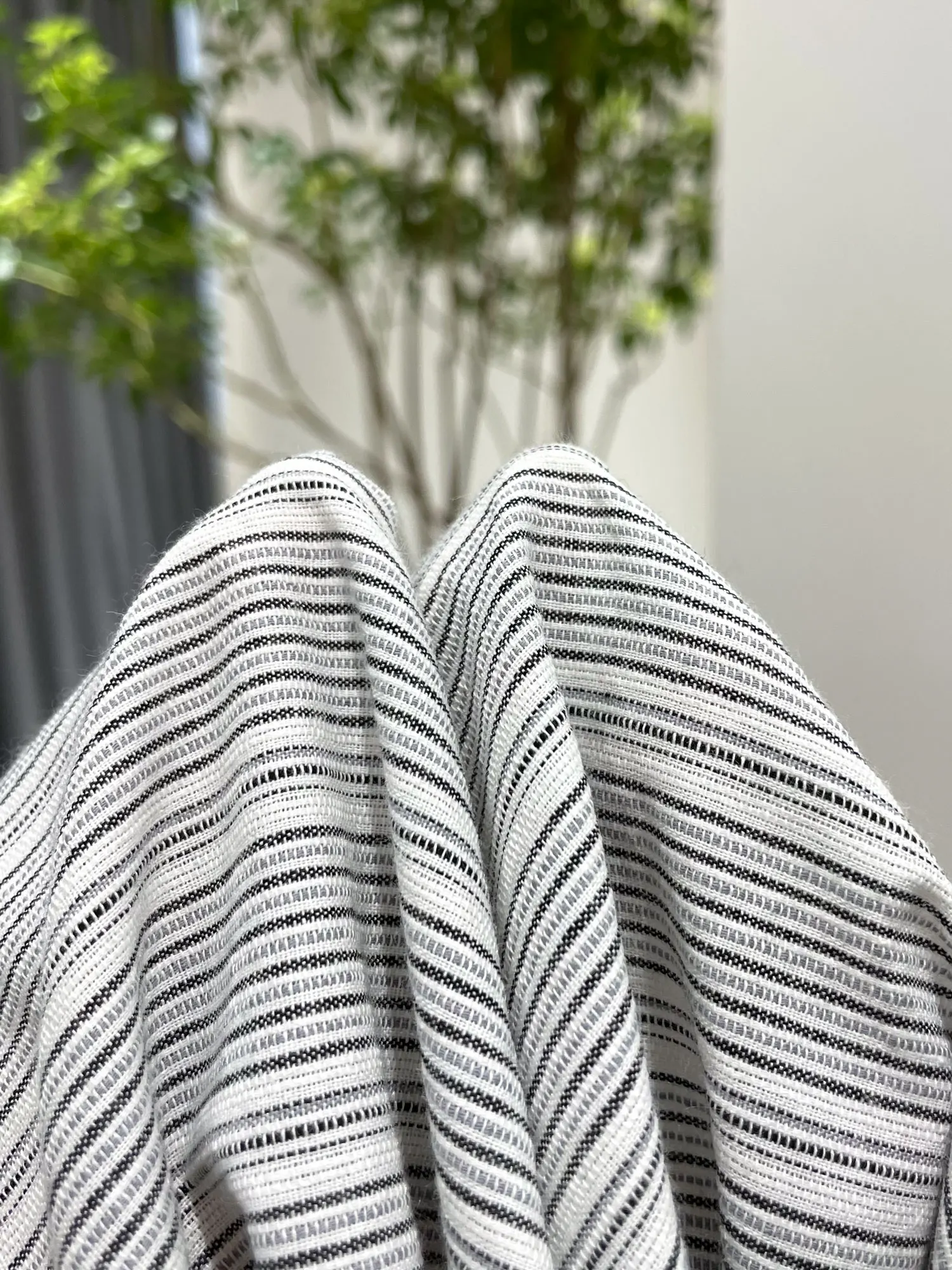 Authentiek Noxiao merk zomer 2025, wijde pijpen broek, string, gestreept, casual, hoge taille, recht gesneden woon-werkverkeer, polyester B...