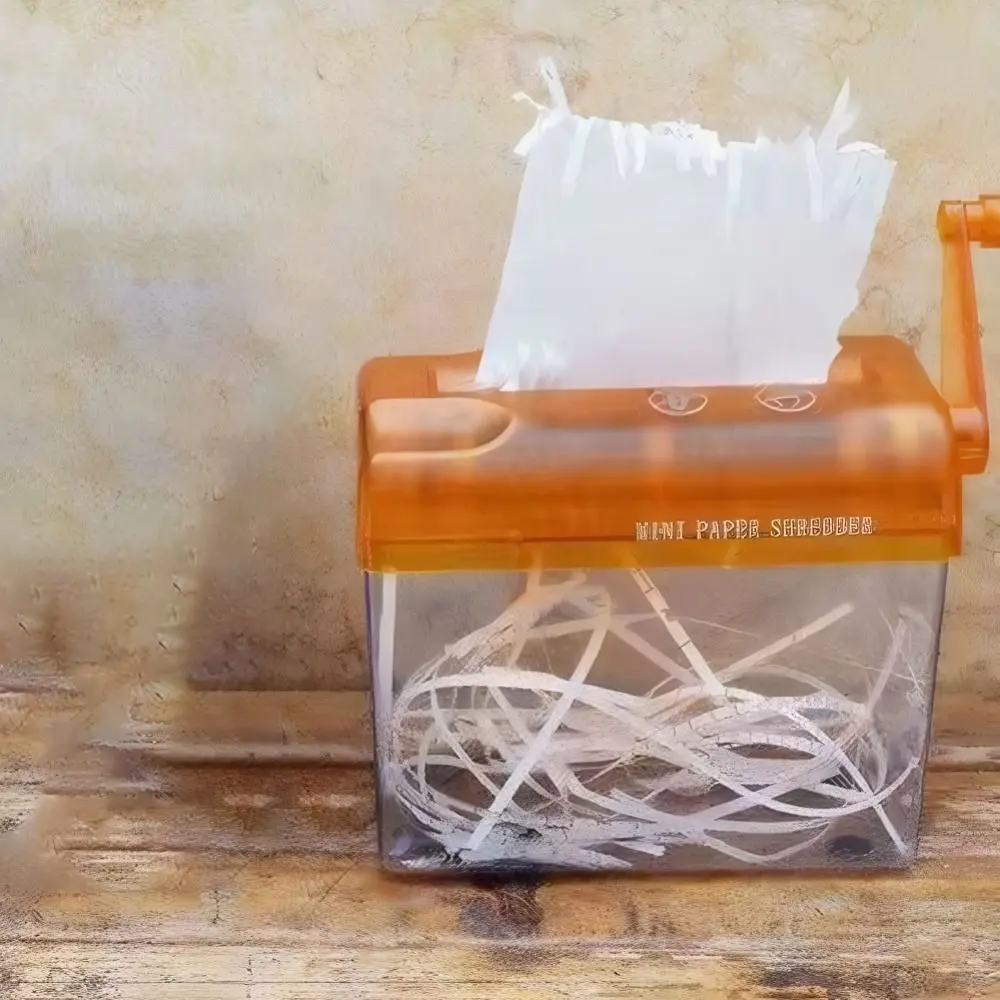 Portable Mini Manual Paper Shredder Hand Crank Non-slip Base Document Destroyer ABS Transparent Paper Sharper Stationery