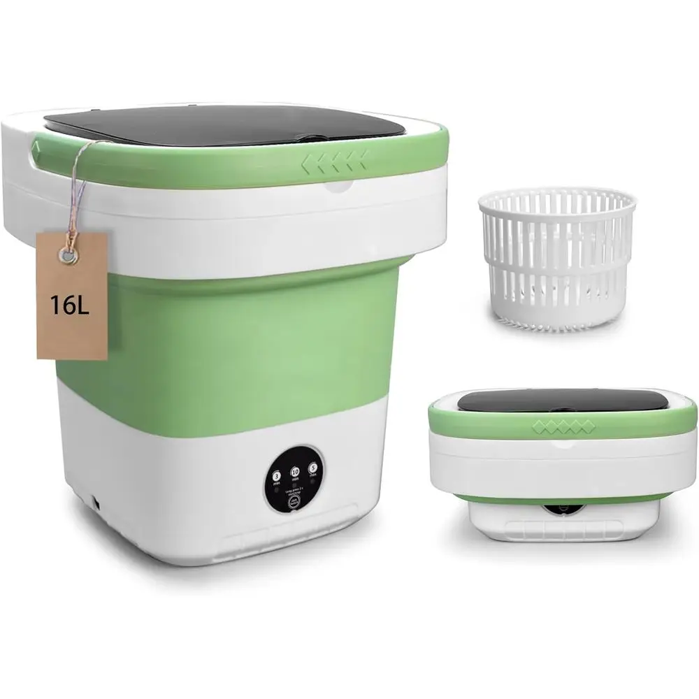 Portable Mini Washing Machine, Foldable Washer and Dryer with 3 Modes Deep Cleaning, Upgraded Small Collapsible Laundry for Hote