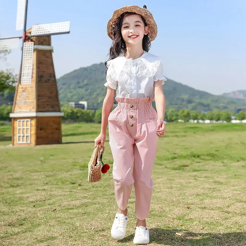 

Girl Outfits Spring Autumn Teeager Kid Children Girls Clothes Sets Shirt Tops Pants 2 Pieces Sets 4 5 6 7 8 9 10 11 12 13 Years