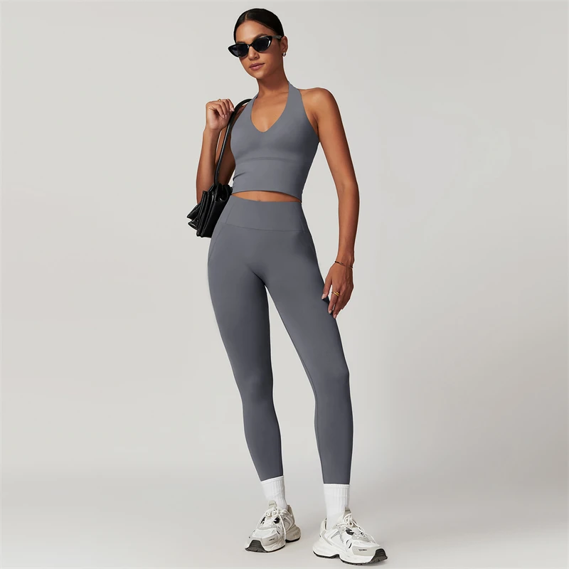 2-delige dames yogaset workout sportkleding gymkleding fitness crop top met korte mouwen hoge taille legging sportpakken