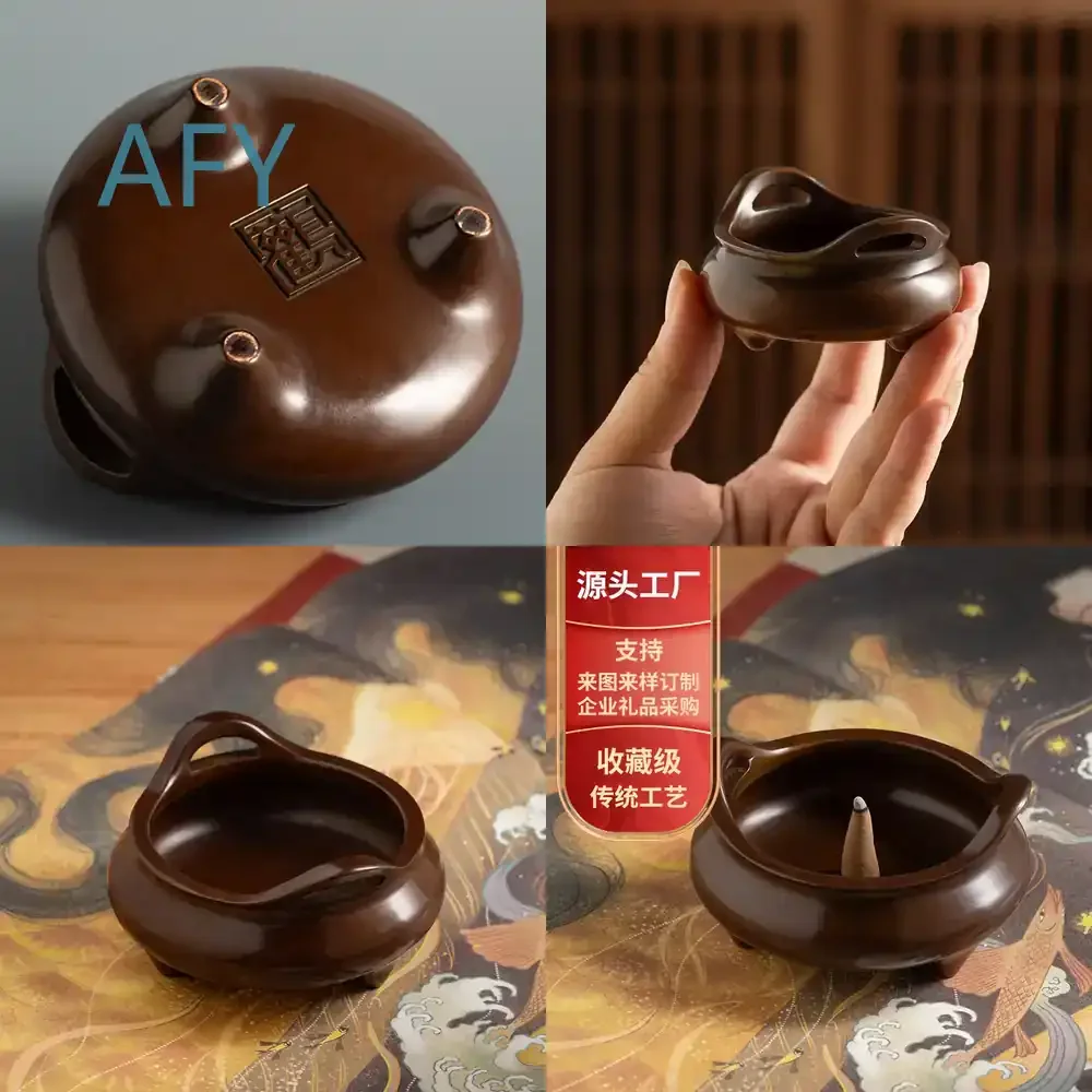 Copper Incense Burner for Home Decor for Buddhist Altar for Tea Ceremony for Sandalwood Incense for Living Room for Office