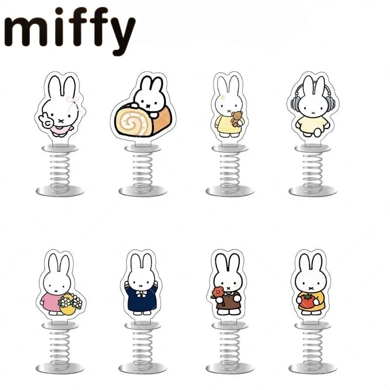 Cute Miffy Rabbit Sweet Creative Cartoon Pattern Acrylic Stand Spring Shaking Toy Peripheral Car Desktop Decoration Ornament