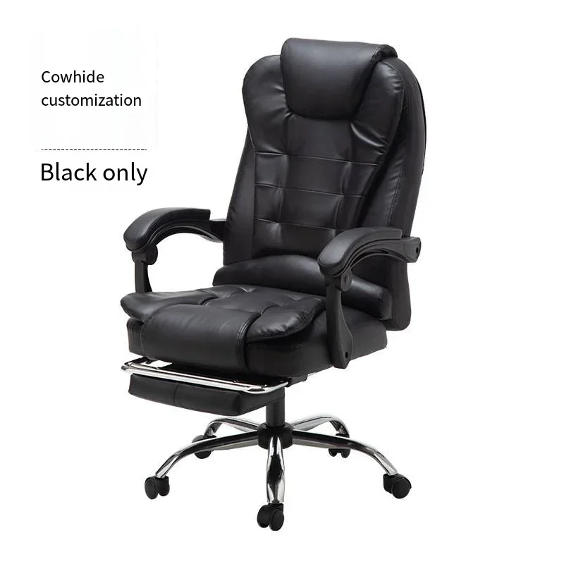 Modern Style Mesh Office Chair with Genuine Leather Lift Function for General Managers