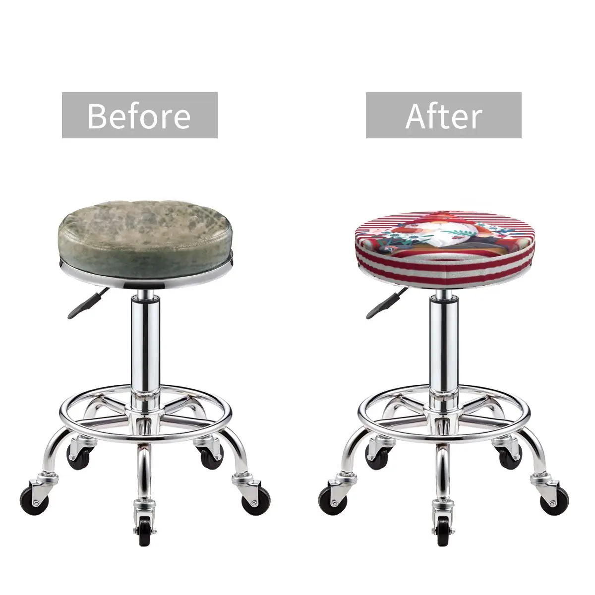 DIY Custom Circular Bar Chair With Floral Strip Cushion Cover Soft Comfortable Skin Friendly Breathable Easy To Install Clean