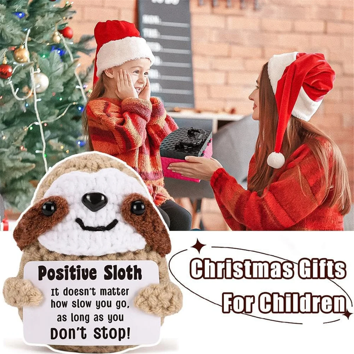 Inspirational and Positive Crochet Sloth Handmade Small Ornaments Enhance Mental Health Knit Sloth Birthday.