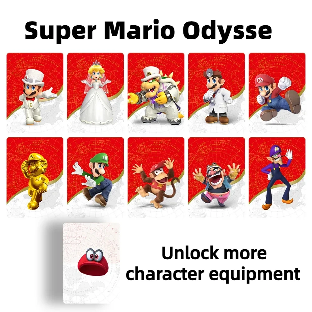 10Pcs Mario Mini Card Super Mario Party NFC Card Ten kinds of cute clothing NS Switch 3DS Game Set