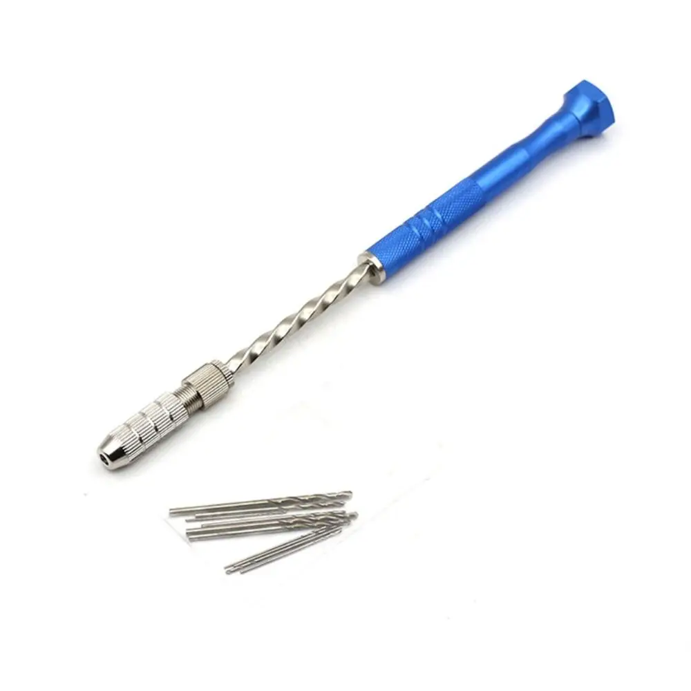 Reliable Semi-automatic Hand Twist Drill Spiral Aluminum Alloy Drilling Tool Amber Blue Pin Vise Bits