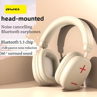 V5.3 Awei AT6 Long Battery Life Sports Headset Wireless Bluetooth Headphones 300mAh 40MM Horn Stereo Sound Eearphones With Mic