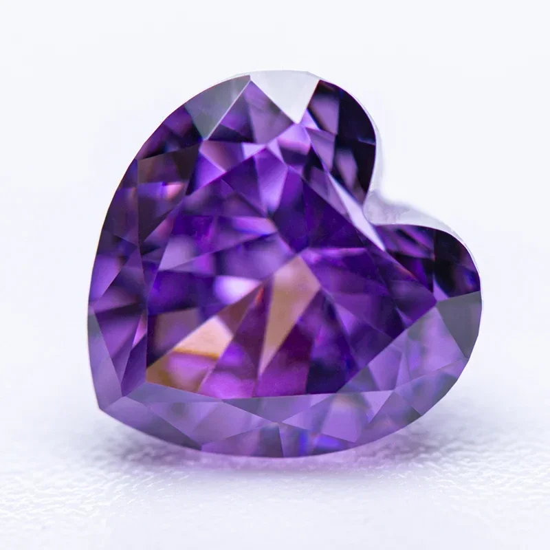 

Cubic Zirconia Crushed Ice Cut Fancy Purple Color Heart Shape Charms Beads for Jewelry Making Rings Materials No Certificate