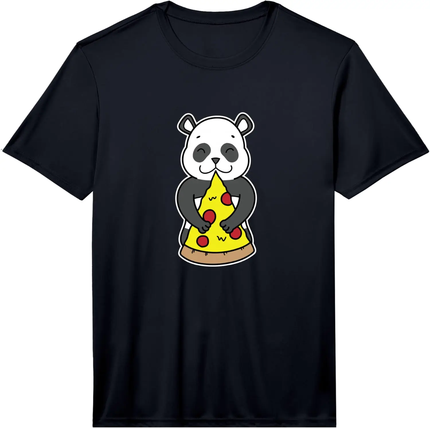 Cute Panda Hugging Pizza Slice Performance T-Shirt 100% Cotton Trendy Y2K Short-Sleeve Tee – Soft, Quick-Drying, All Occasion Casual  Suitable For Concert Party Hanging Out Sightseeing Trip
