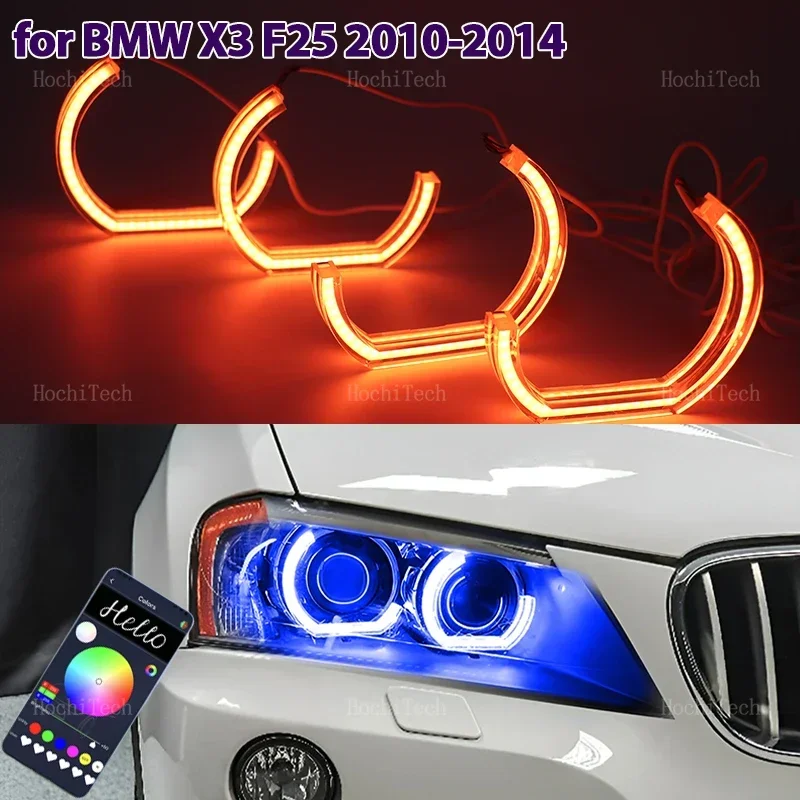 APP control RGB Ring Angel Eyes LED Light Rings kits headlight upgrade for BMW X3 F25 xenon headlight 2010 2011 2012 2013 2014