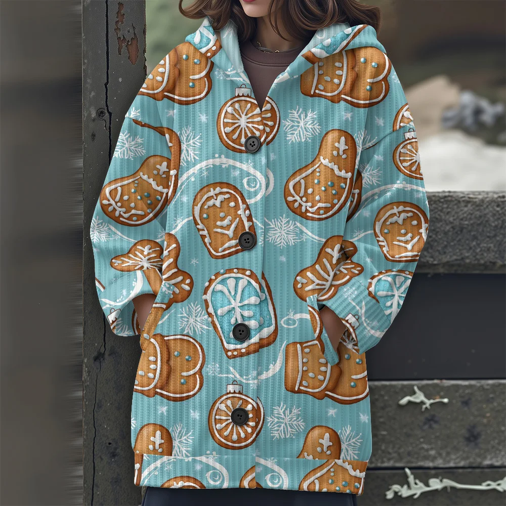 크리스마스 롱 스웨터 축제 파티 후드 스웨터 2025 신상 여성 캐주얼 스웨터 동물 시리즈 패턴 스웨터