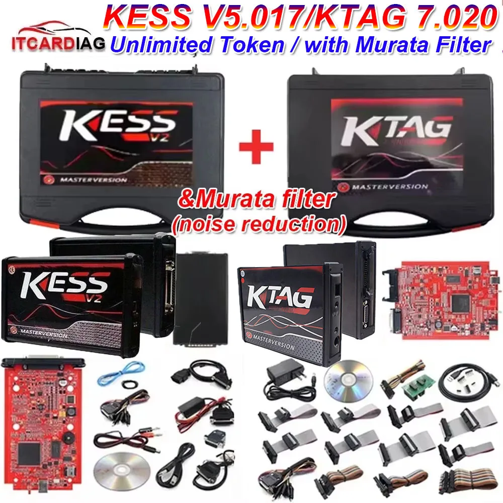 with Murata Filter Online EU Red Kess V2 V5.017 Online 2.80 KTAG 7.020 2.25 OBD 2 Car Truck ECU Chip Tuning Unlimited Repair Kit