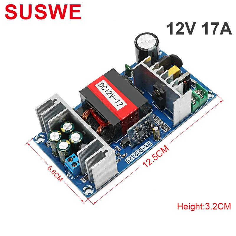 12V17A AC-DC  step down Transformer 204W  Switching power supply module  Overvoltage Overcurrent Short Circuit Protection