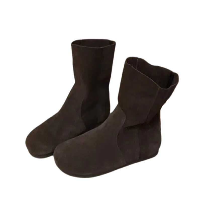 الجلد المدبوغ الشقق النساء أحذية الشتاء موضة منتصف العجل الأحذية عدم الانزلاق أحذية دافئة مريحة السببية امرأة أحذية رياضية 2025 الاتجاه Chaussures فام