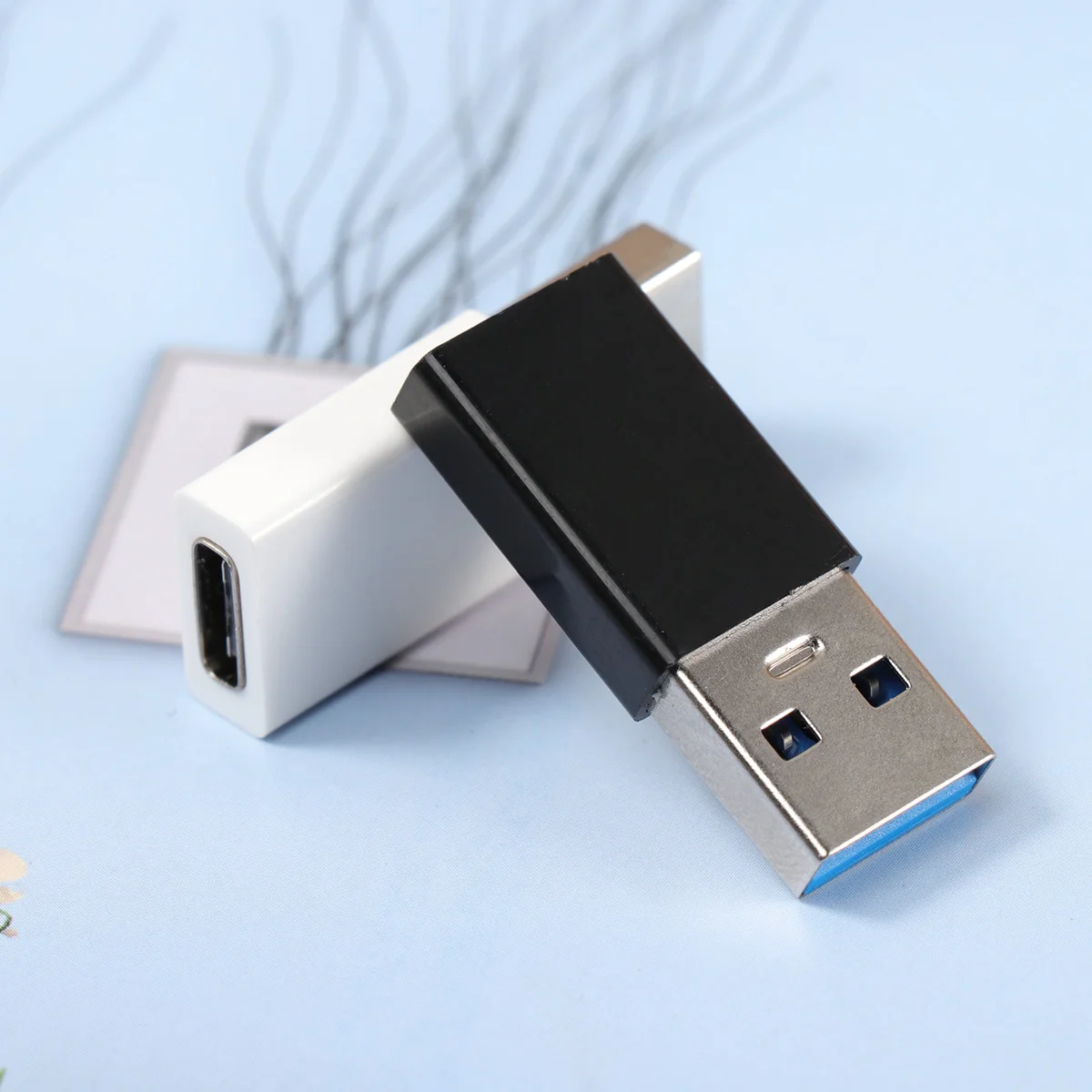 2PCS Mini ABS USB 30 Maschio A Tipo-C Femmina Adattatore OTG USB30 A USB C Convertitore Adattatore per Smartphone Tablet (Nero e Bianco