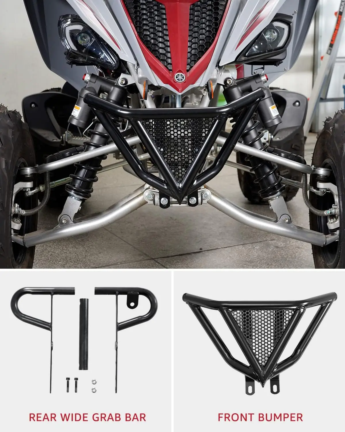 Front Bumper Guard & Rack Rear Wide Grab Bar for 2006-2022 Yamaha Raptor 700/700R Accessories
