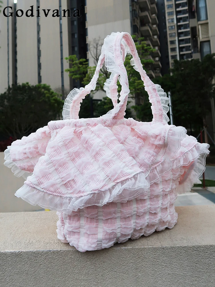 

Japanese original Lolita ruffle lace handbag cute sweet sister fashionable versatile small fresh daily commuter shoulder bag
