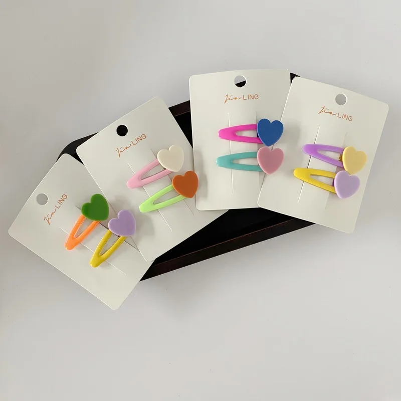 2 قطعة/المجموعة مقاطع الشعر طفل اللون الفتيات القلب دبابيس الشعر أغطية الرأس الطفل باريت دبوس الأطفال دبابيس الشعر إكسسوارات الشعر hogmentefinnfinnfinn