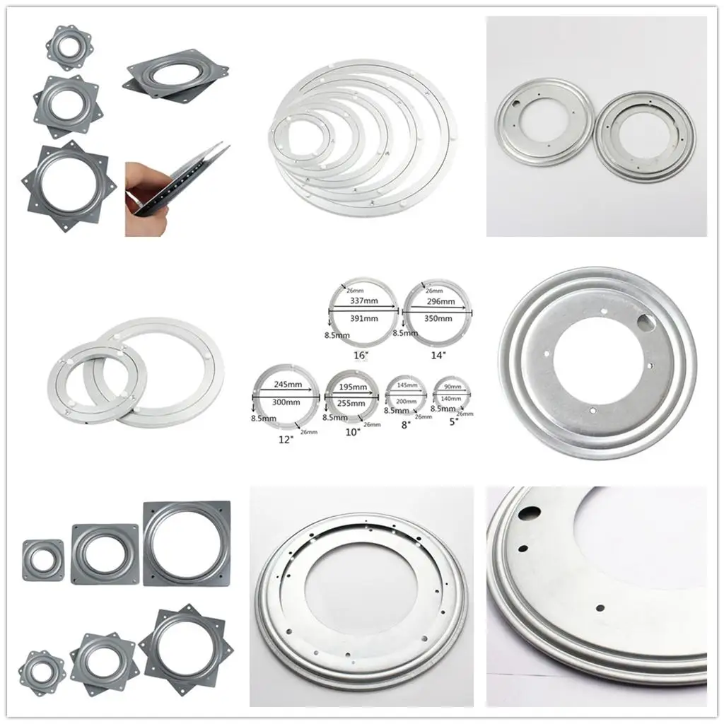 Zinc Plated Turntable Bearings Rotating Swivel Plate Lazy Susan Bearing Smooth 360 Motion for Monitor Stands and Poster Displays
