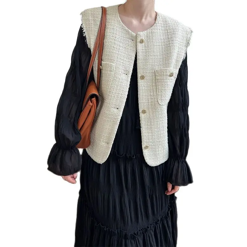 

Tweed Perfume Vest Women's Short 2023 Spring Autumn New Loose High Quality Waistcoat Coat