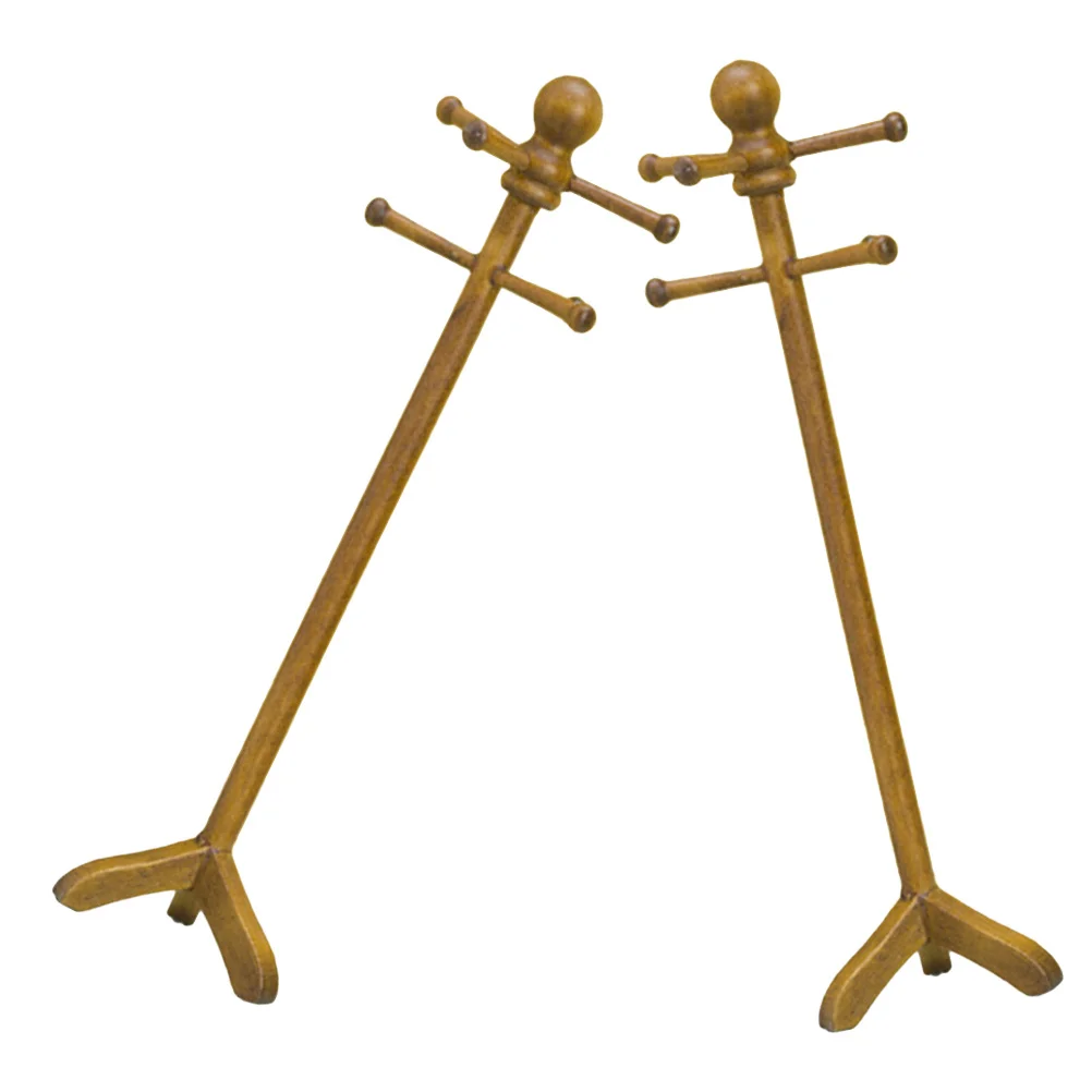 2pcs Dollhouse Clothes Rack 1:12 Scale Miniature Metal Hanger Stand For Dollhouse Garment Display Vintage Decorative Shelf