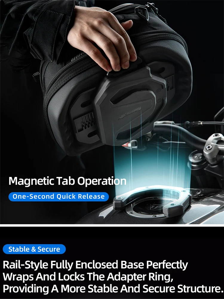 Rhinowalk Motorcycle Tank Bag Magnetic Quick-Release with XM10404 Ring Kit for Selected BMW/Ducati/Triumph Models Mechanic Serie