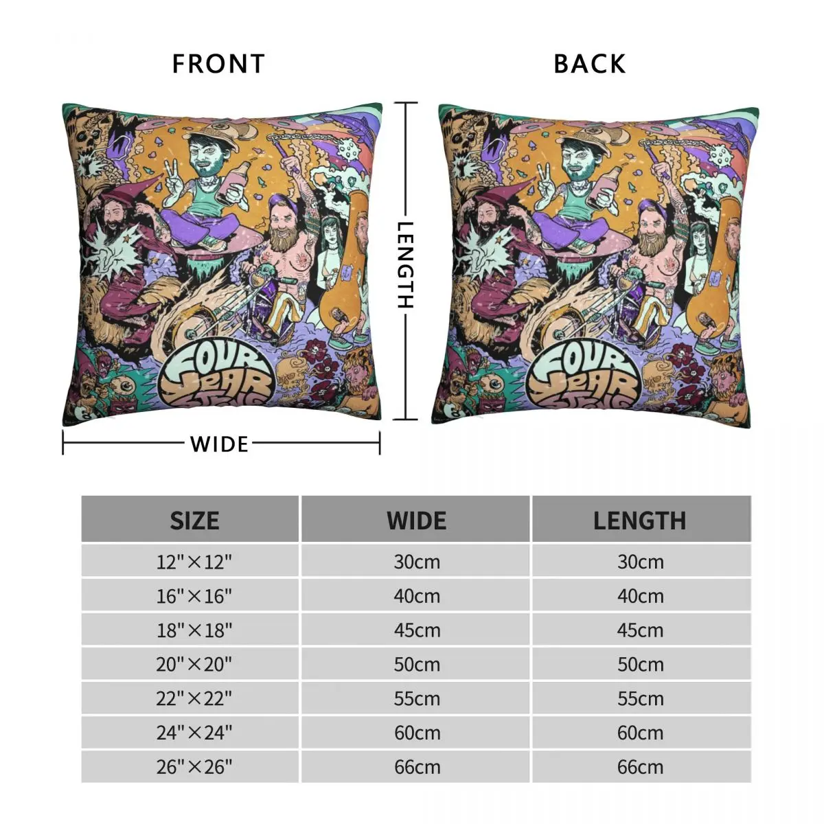 Four Year Strong Studio Album Square Pillowcase Polyester Linen Velvet Creative Zip Decor Pillow Case Home Cushion Cover