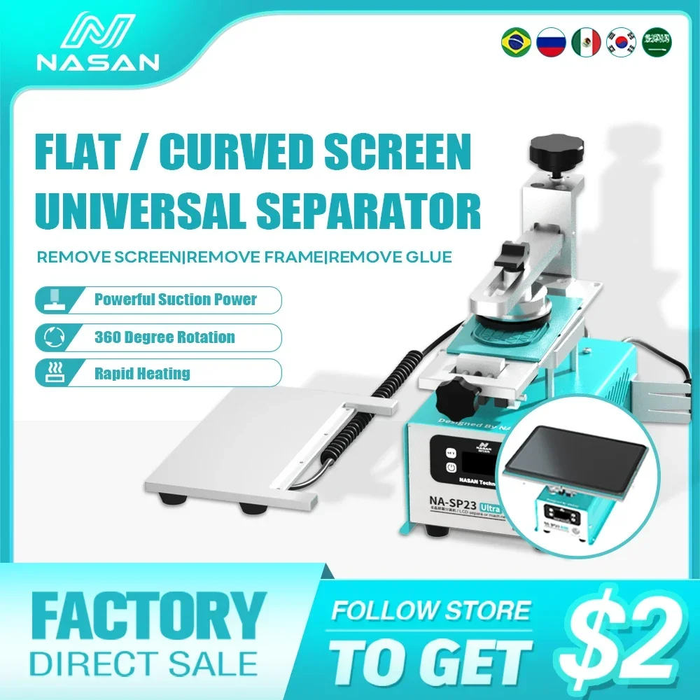 NASAN SP23U Plus LCD Screen Separator for Mobile Phone Under 7/15 Inches Super Suction Screen Frame Repair Separation Machine