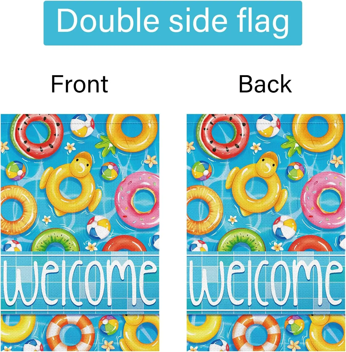Louise Maelys Summer Welcome Garden Flag Swimming Ring Pool 12x18 Inch Double Sided Floral Small Burlap Holiday Yard Outdoor SSL view 6