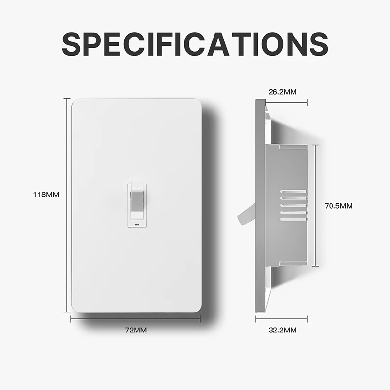 Tuya WiFi Smart Toggle Style Switch US Neutral Wire Required 3-Way Switch App Remote Control Work With Alexa Google Home