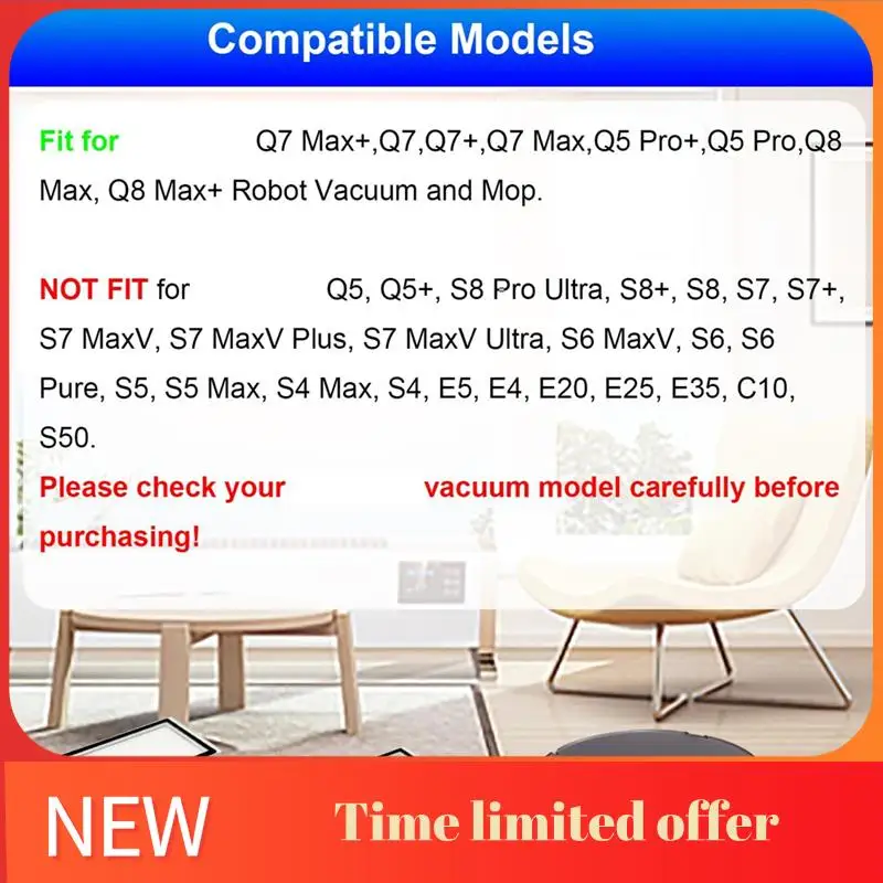 ABHU ตัวกรองเปลี่ยนสําหรับ Roborock Q7 Max +,Q7,Q7 +,Q7 Max,Q5 Pro +,Q5 Pro,Q8 Max,Q8 Max + หุ่นยนต์สูญญากาศ