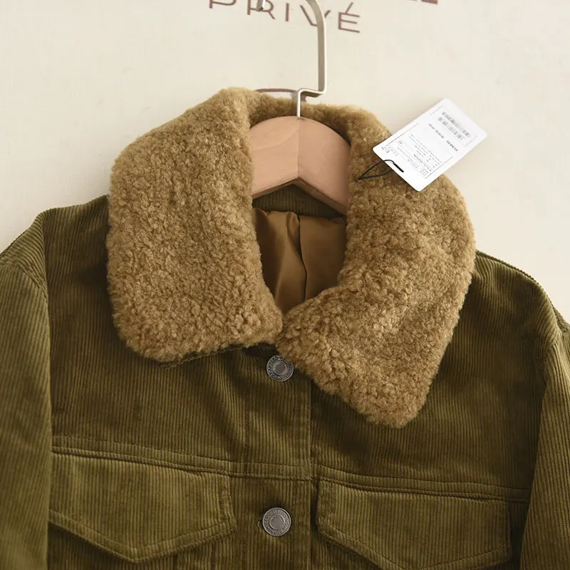 Casaco Casual F Estilo Vintage Slimming Versátil Jaqueta de Corduroy Moda de Inverno Com Fechamento de Botão de Manga ...
