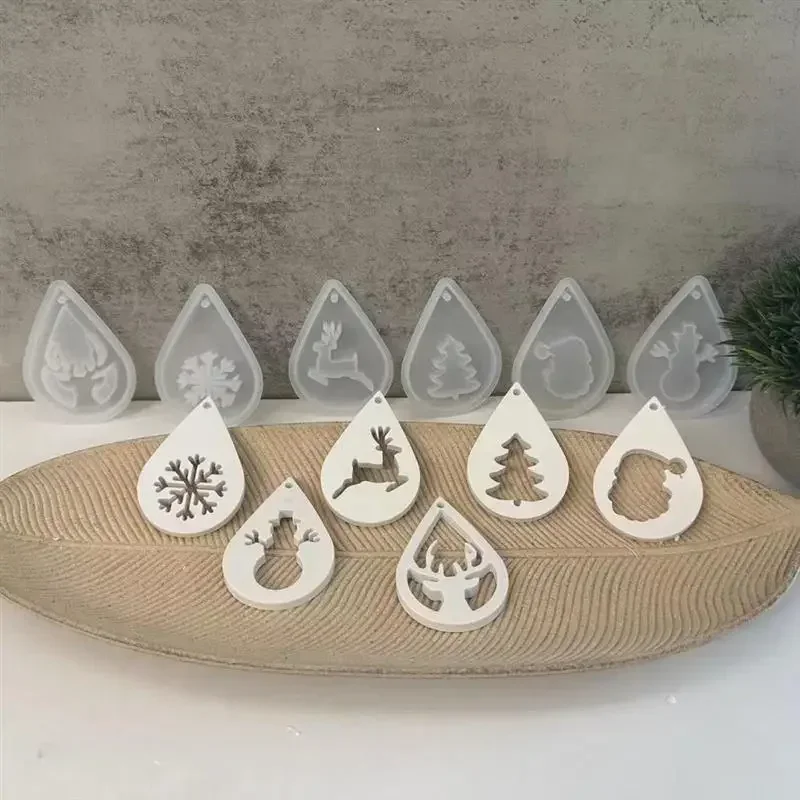 Christmas Tree Snowflake Elk Silicone Mold DIY Crystal Epoxy Resin Casting Mold Oval Pendant Christmas Supplies Home Decor Gifts