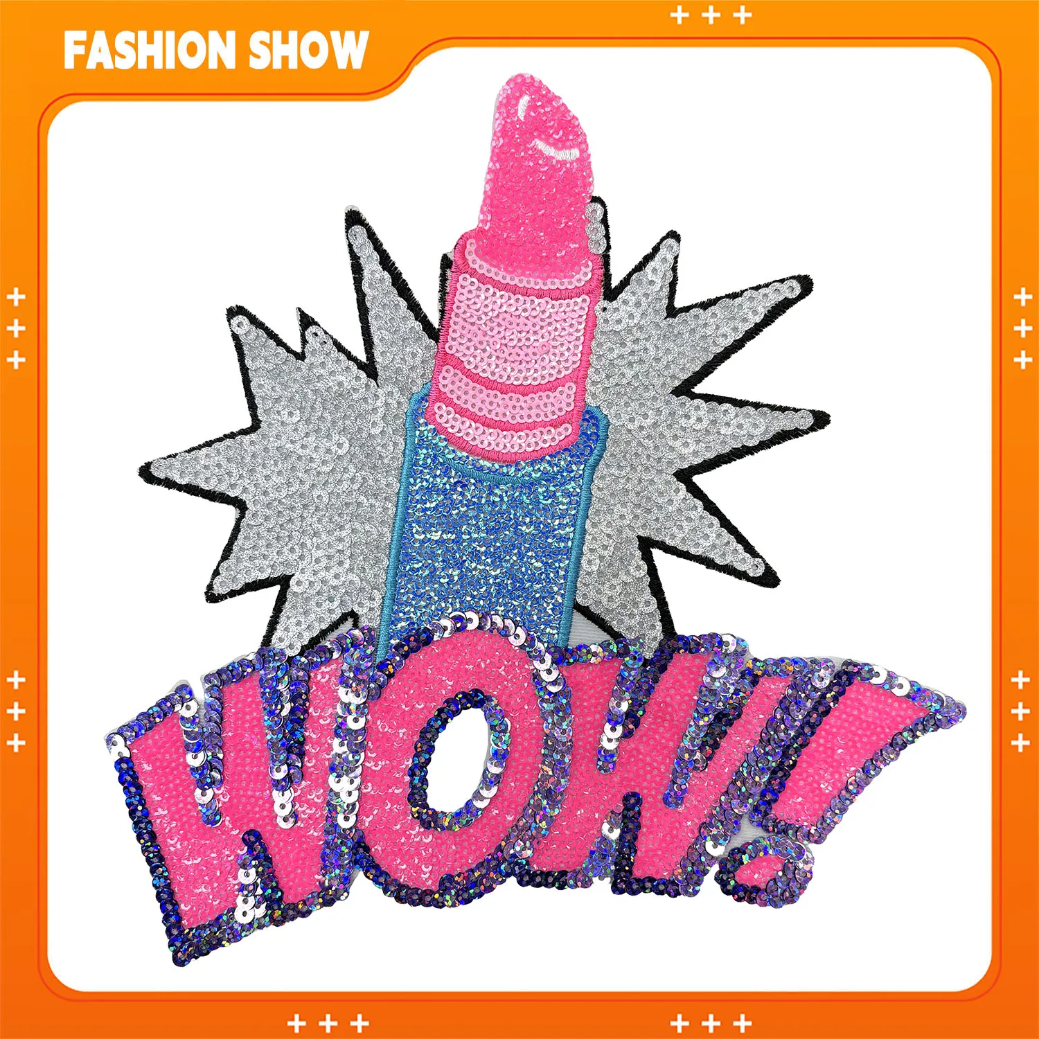 Shiny DIY Lipstick Wow Sequin Patches Iron-On or Sew-On Creative Embroidery Patches Decorative Accessories for Sweatshirts/T-Shirts/Sweaters/Hats Enhance Fashionable Looks