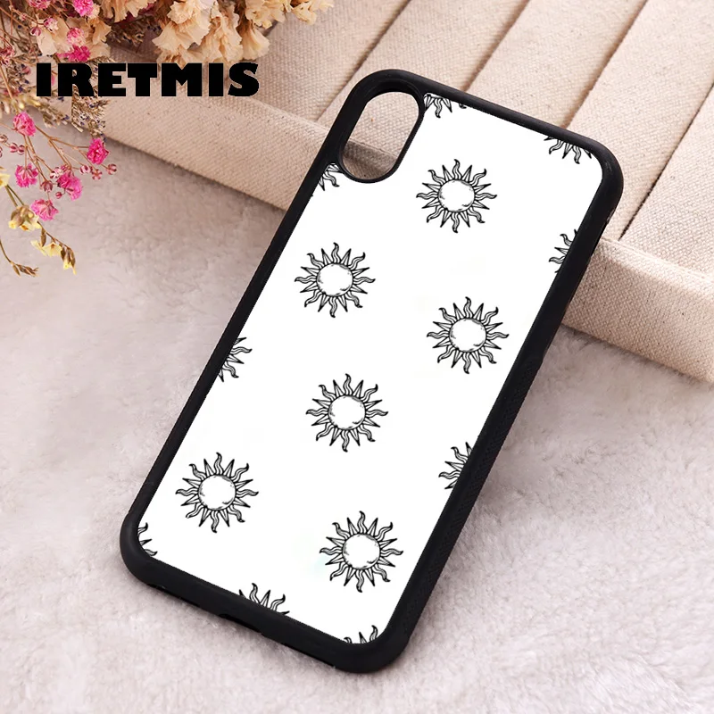 Iretmis 5 5S SE 2020 Phone Cover Case for iPhone 6 6S 7 8 Plus X Xs XR 11 12 13 MINI 14 Pro Max Silicone White Sun Pattern