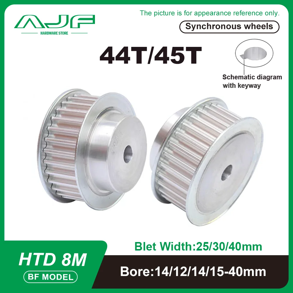 

44Teeth 45Teeth HTD 8M Timing Pulley BF Type 8M Synchronous Wheel for Belt Width 25/30/40mm Bore 10-40mm HTD Timing Belt Pulley