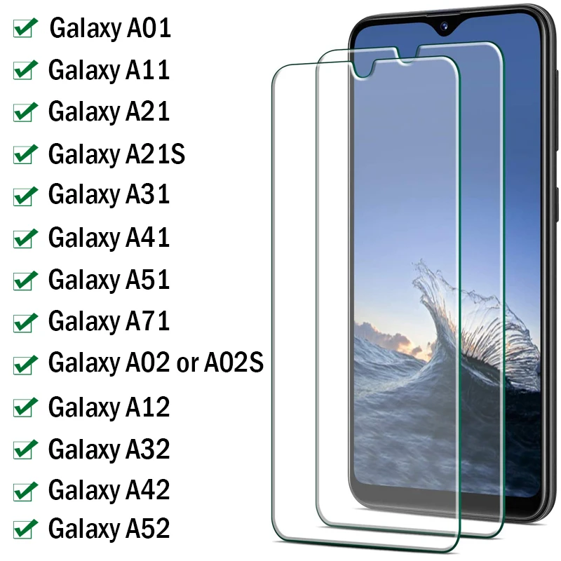 Tempered glass For Samsung Galaxy A02 A12 A22 A32 A42 A52 A72 Screen Protector Galaxy A01 A21S A31 A41 A51 A71 Protective film