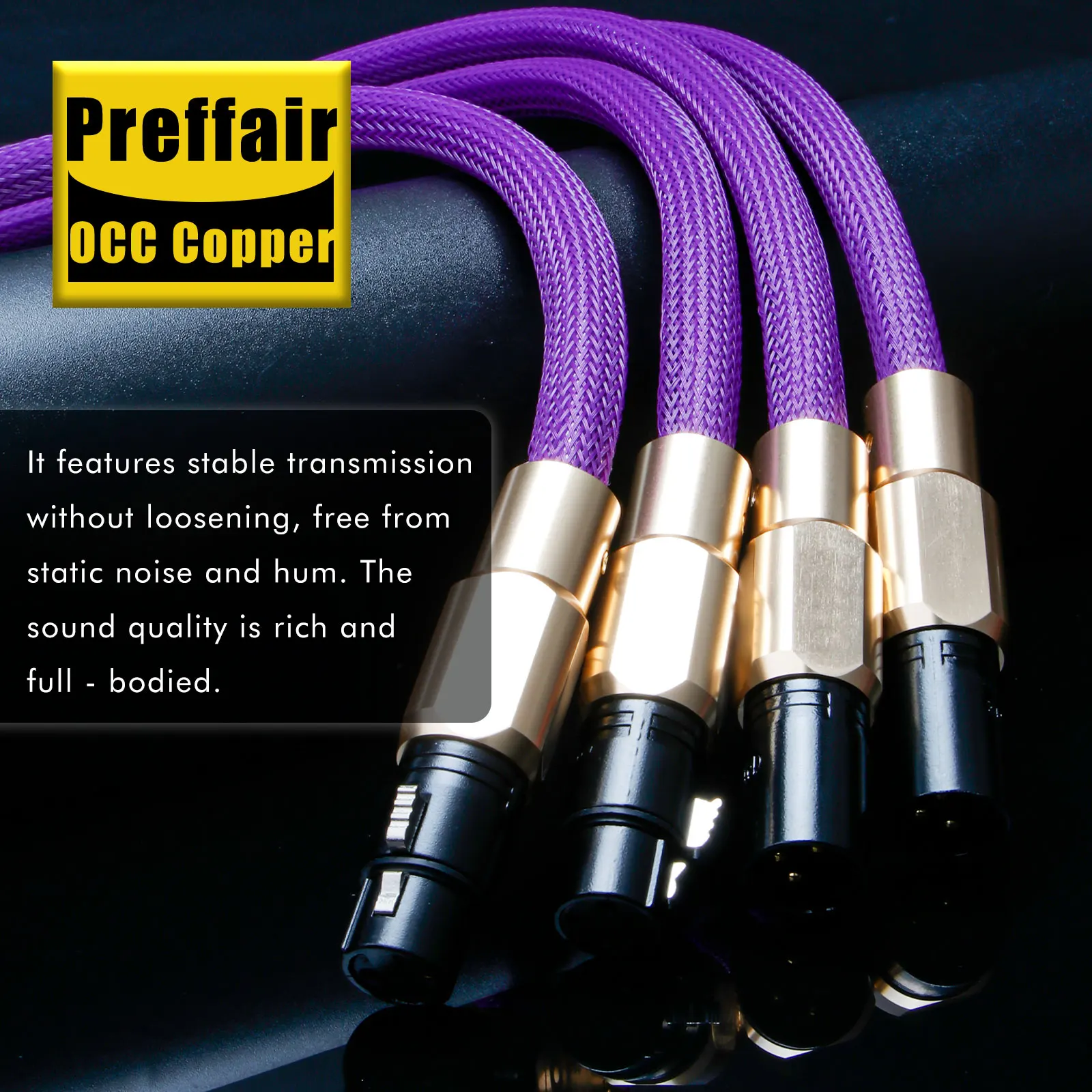 

Кабель аудио HiFi Preffair X423, 1 пара, XLR, из меди OCC, одноконнекторный, с разъемами XLR 3-контактные (гнездо-штекер)